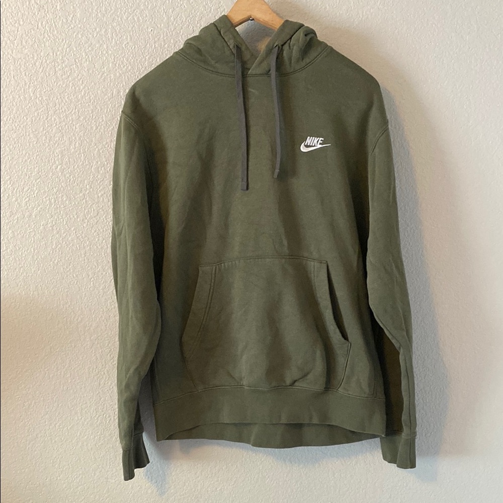 Nike Green Sweatshirt Hoodie with Ribbed Cuffs